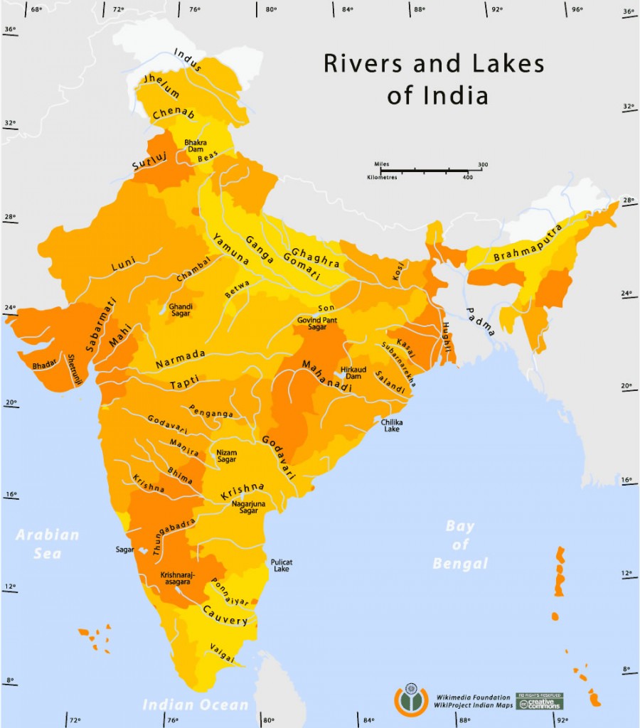 Rivers and lakes India map Maps of India