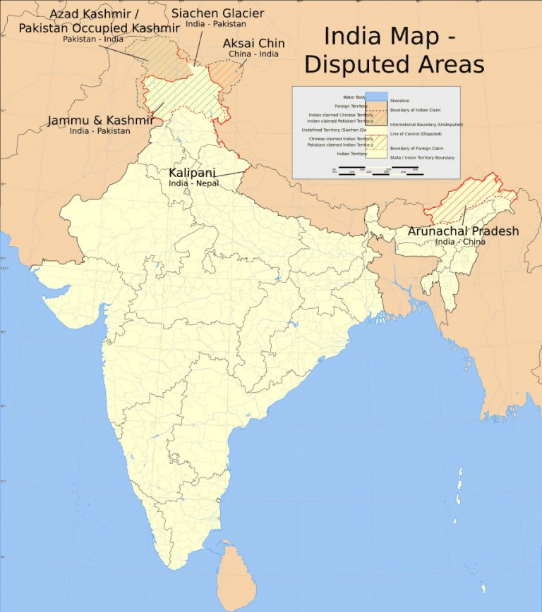 India Disputed Areas Map Maps Of India