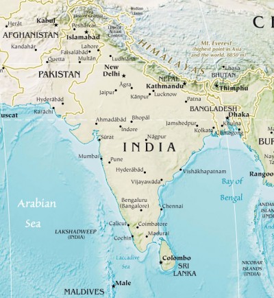 India Pakistan Physical Map - Maps Of India