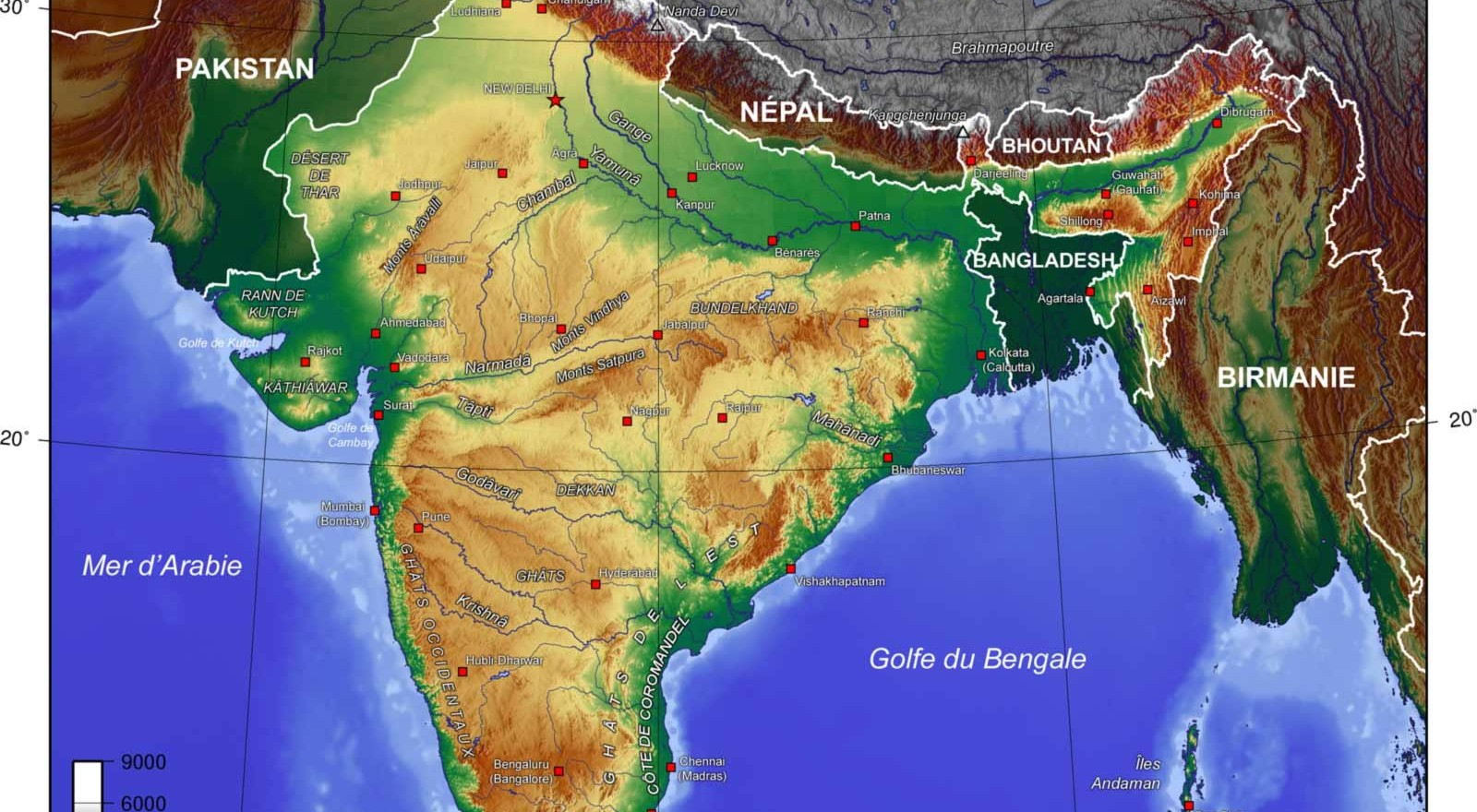Карта ландшафта Индии