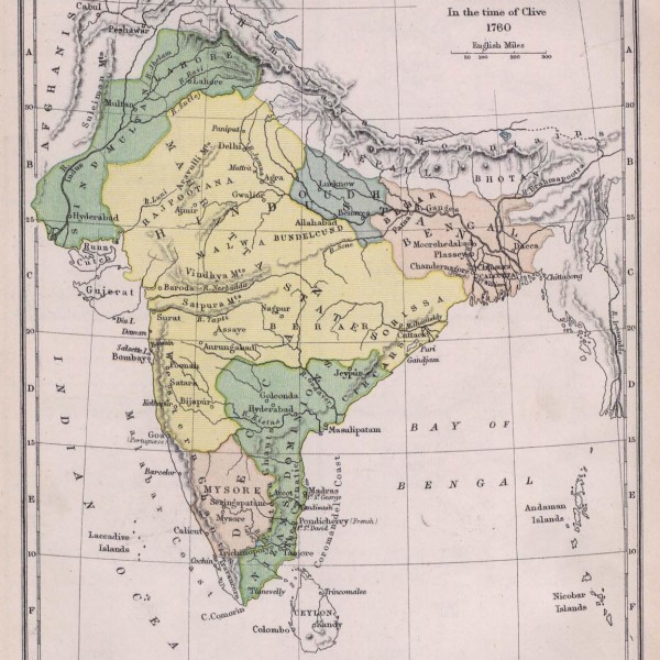 India historical map 1700 1792 from The Historical Atlas - Maps of India